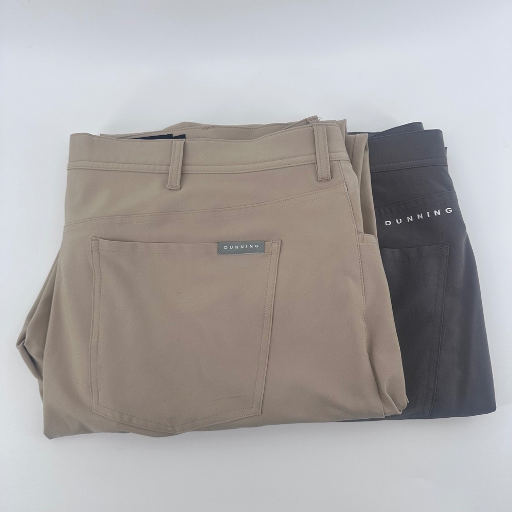 Dunning Golf Pants Men 42x32 Khaki Grey Performance Trousers Lot of 2